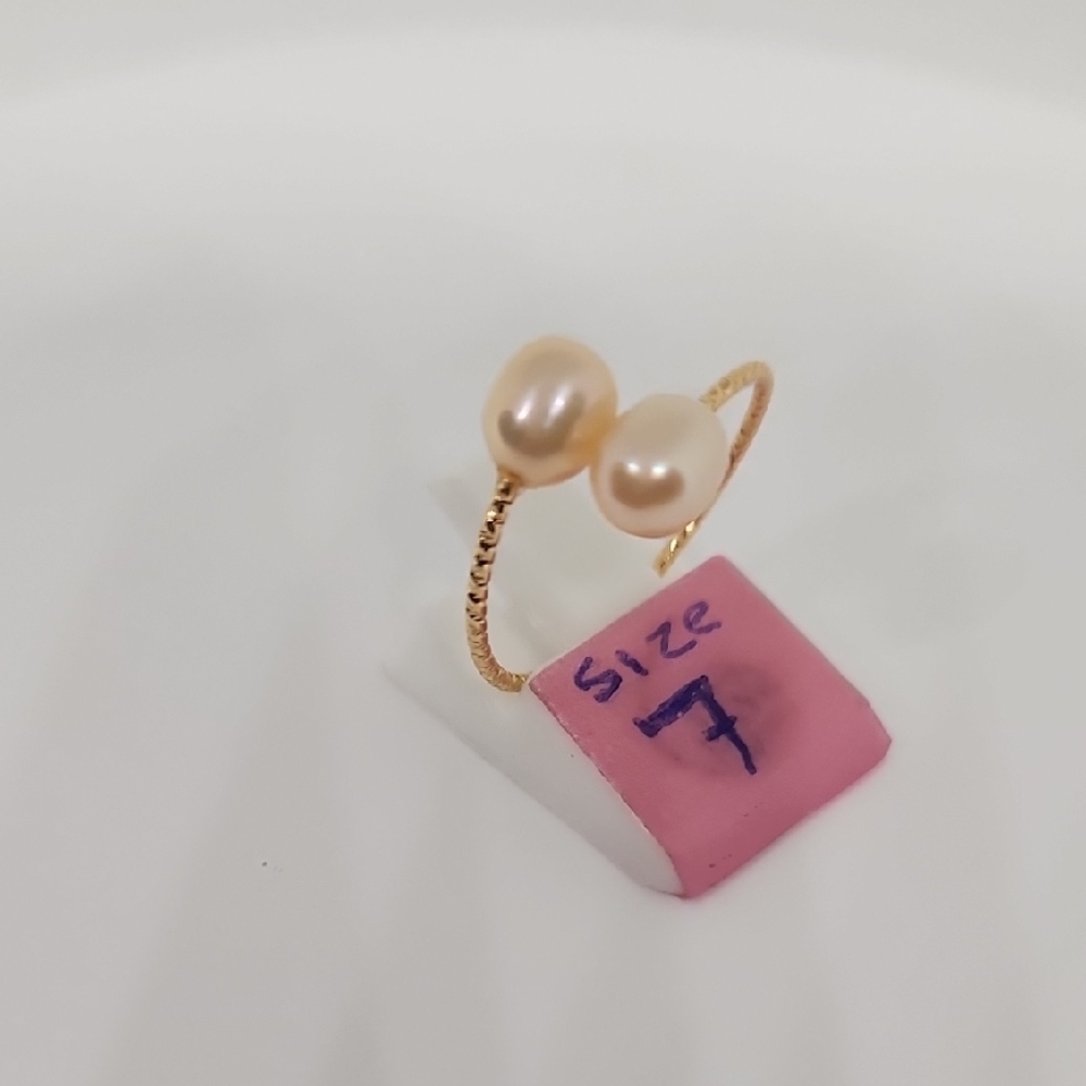 Gold Pearl Open Ring